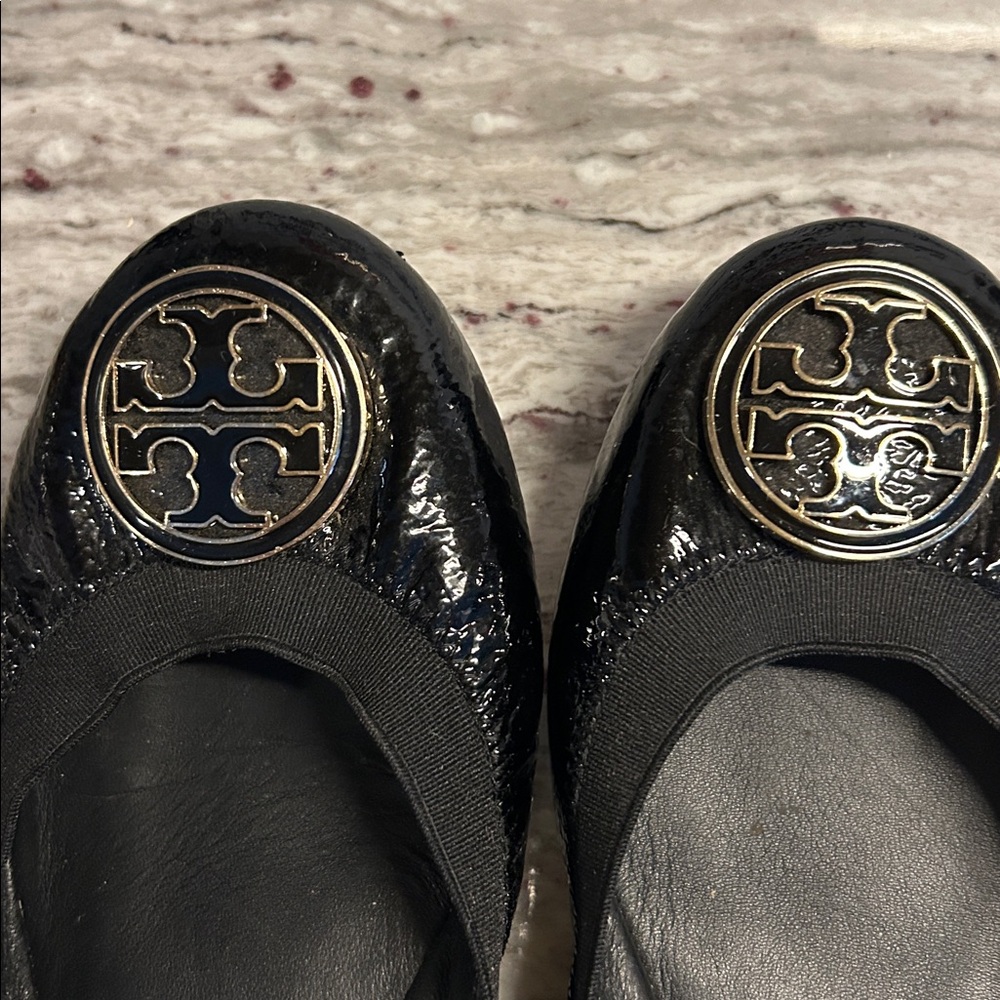 Tory Burch Caroline Black Patent, Ballet Flats. Size 10.5 - Picture 2 of 7